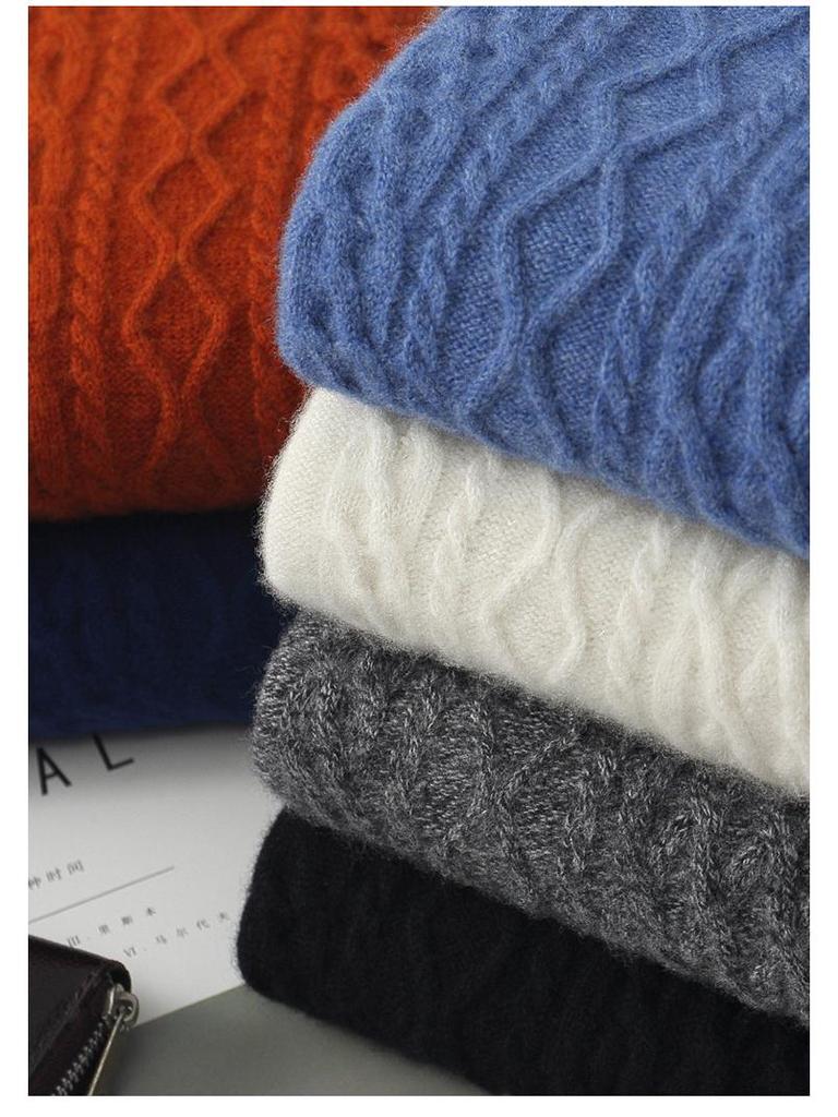 Men's High Neck 100% Wool Sweater - Thick, Cozy Knit for Casual or Business Wear