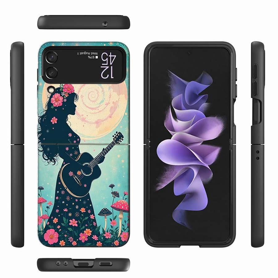 Groovy Mushroom Silhouette Phone Case For Samsung Z Flip 6 7 5G Z Flip 5 Galaxy Z Flip 3 4 5G ZFlip Shockproof Hard Cover TPU PC