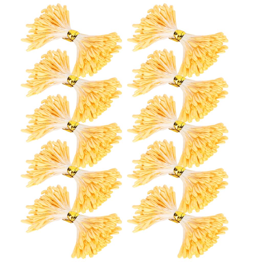 900Pcs Artificial Stamen Gypsum Orange Color Double End Simulation Bouquet Make Accessories(3mm(13#) )