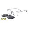 3-in-1 Square Ultralight TR90 Women Polarized Clip-On Sunglasses & Night Vision Lightweight Glasses Frames for Day to Night