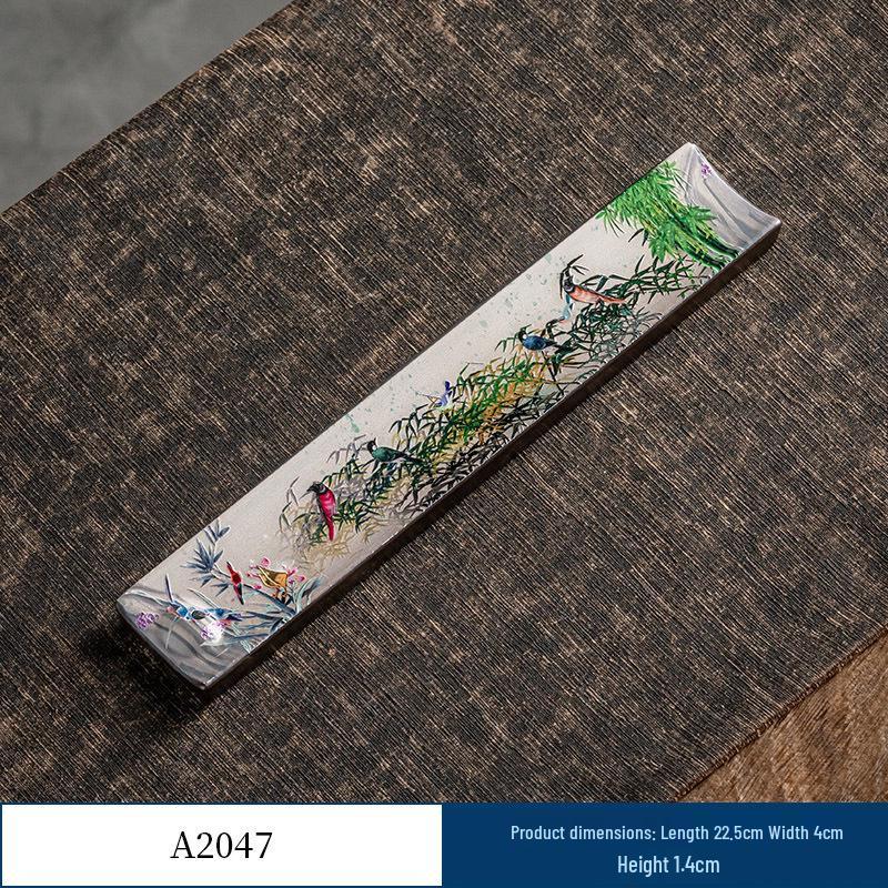 Guochao River & Mountain Ceramic Incense Holder - Retro Incense Stick Tray for Indoor Use