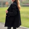 Women's Trench Coat Notch Lapel Double Breasted Mid Long Pea Coat with Pockets Long Sleeve Fall Winter Outwear