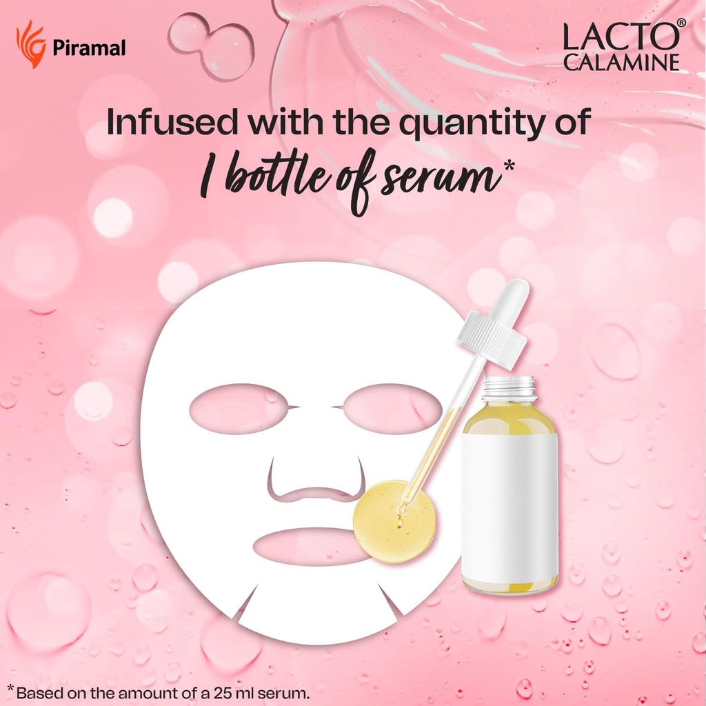 Lacto Calamine Face Sheet Mask Combo Pack of 6 | Vitamin C, Hyaluronic Acid & Green Tea | Brightening Hydrating Clarifying 25mx6