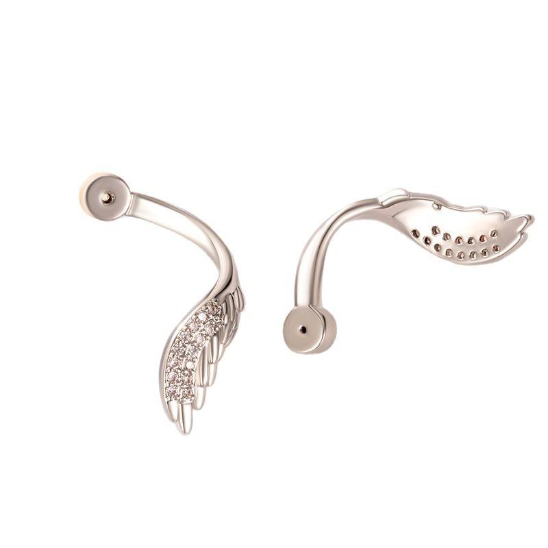 Henson Zircon Wing Korean High-End Handmade DIY Earrings (0.8/1.2 Mouth)