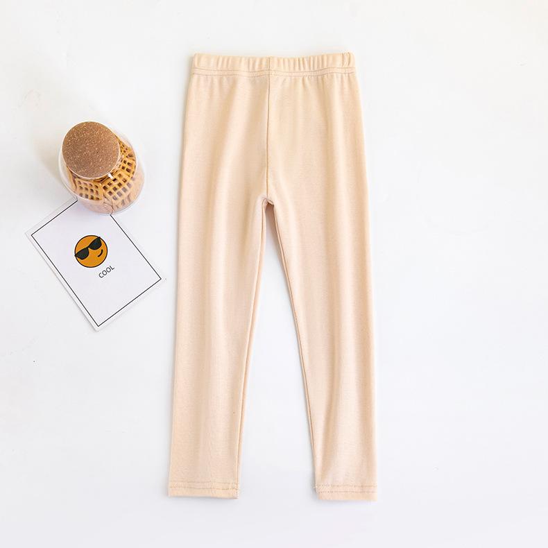 Spring and Autumn Girls' Pants Candy Colored Matte Warm Children's Bottom Pants Cotton Can Be Worn Inside Out Children's Pants