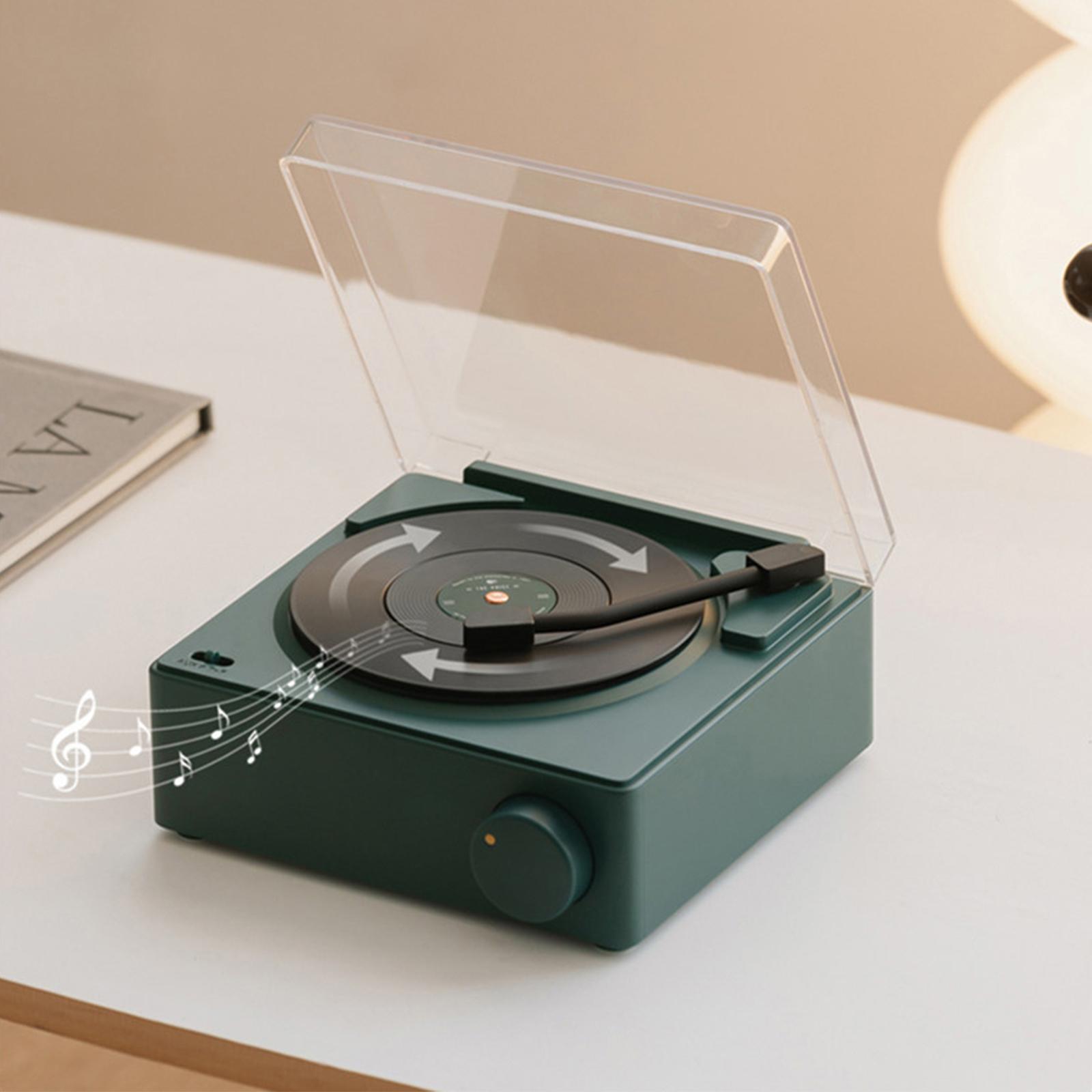 

Мини-беспроводной музыкальный плеер BT, ретро-виниловая форма, динамик BT, будильник, портативный динамик с будильником