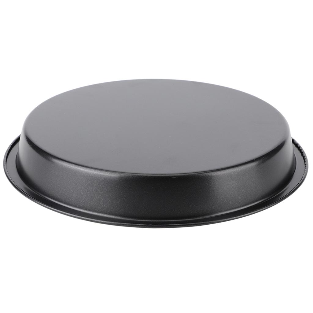 8in Kitchen Non-stick Black Carbon Steel Round Pizza Tray Baking Pan Plate Mold Tool
