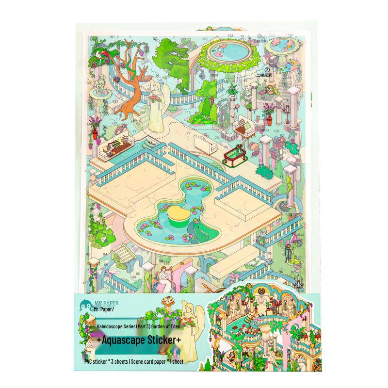 European Garden 3D Diorama Stickers - Kaleidoscope Vol. 3 for Stress Relief & Journaling