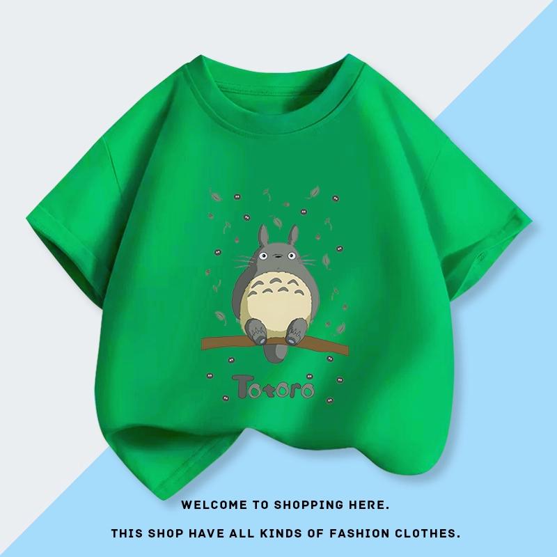 

Cute and Fun Ghibli Totoro Cartoon Printed Children s T-shirt 2026 Summer New Cotton Breathable Parent Child Short Sleeve 100