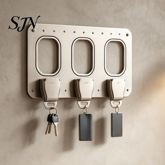 Einzigartiges Geschenk für Vielflieger Wandmontierter Schlüsselhalter im Design einer Flugzeugsicherheitsgurtschnalle Eingangsbereich, Abnehmbarer Ring Eingangsbereich Halter Rack