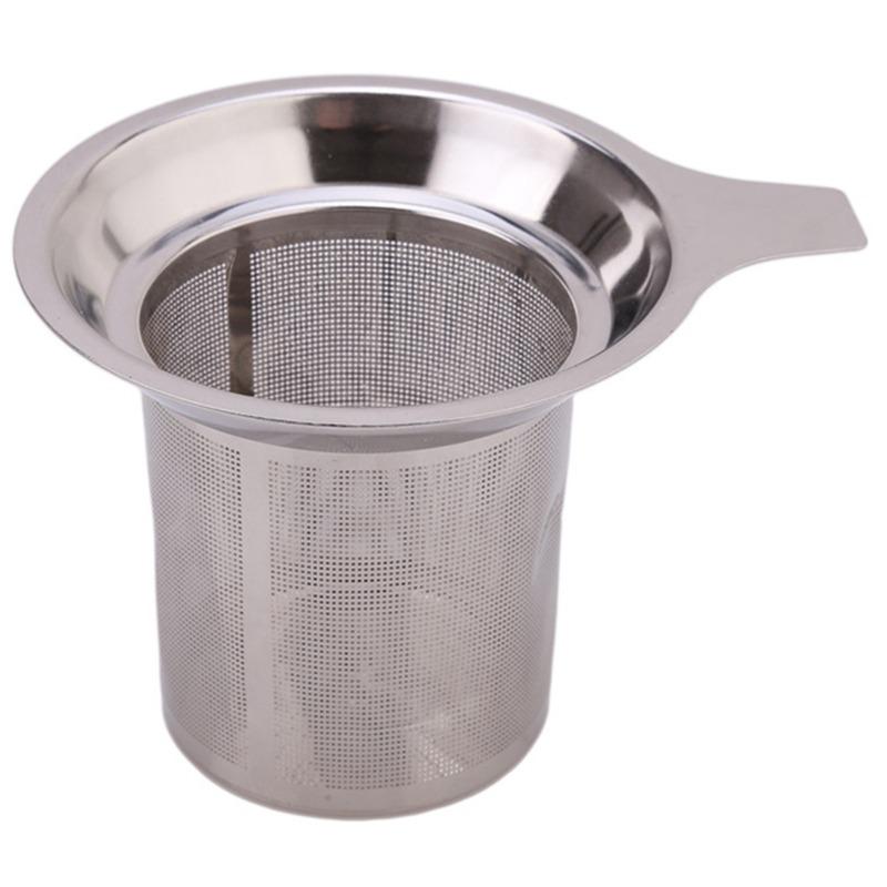 Stainless Steel Tea Filter Basket Mesh Cup Reusable Strainer Herbal Locking Tea Filter
