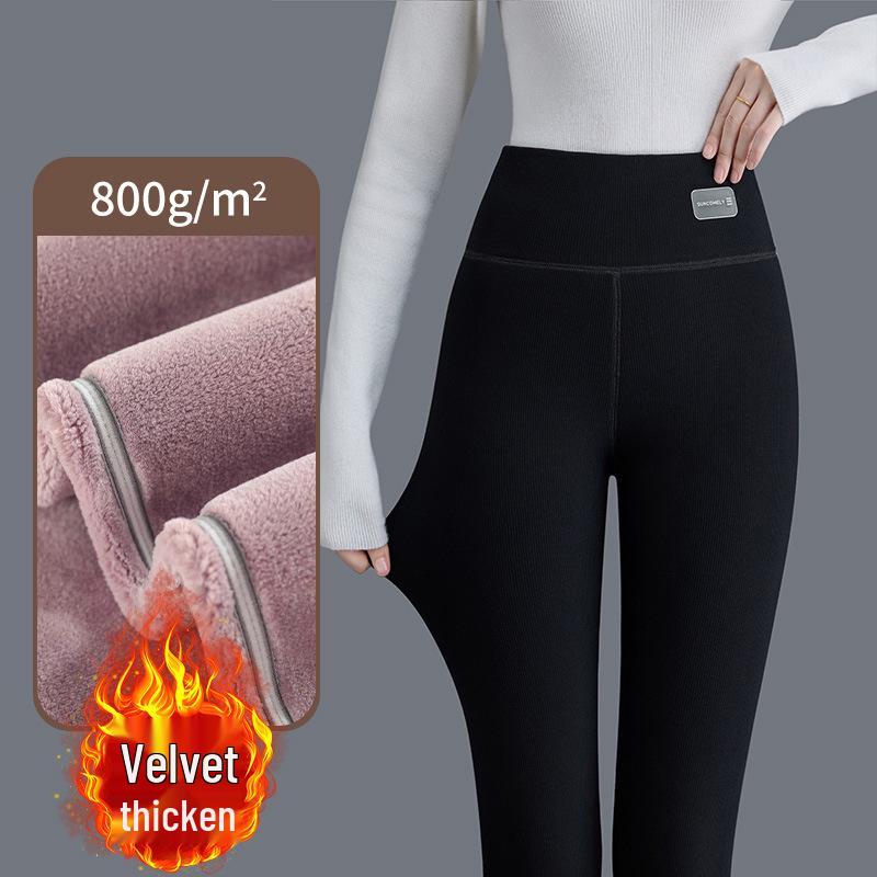 High Waist Extra-Thick Slimming Warm Pants for Mid-Aged & Elderly Mothers - Plus Velvet Cotton for Autumn/Winter