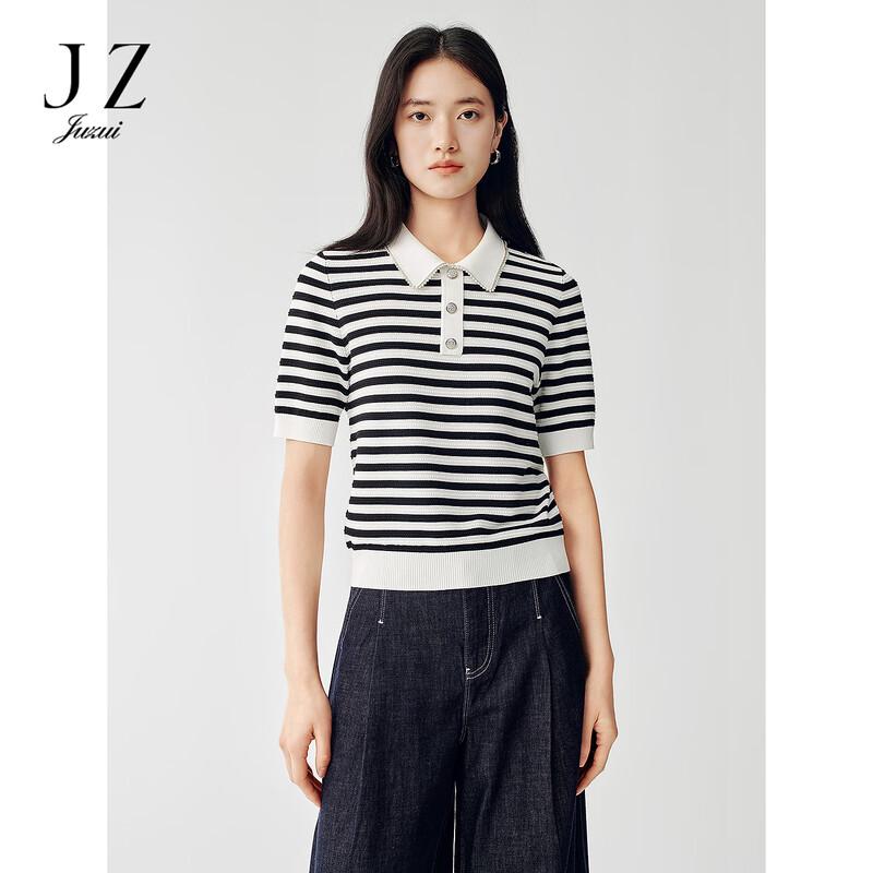 JUZUI Women s Sweet Striped Lapel Knit Cardigan XL