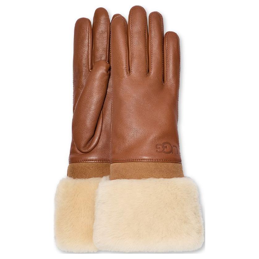 Женские перчатки UGG из овчины, цвет каштановый, 101043-CHE M