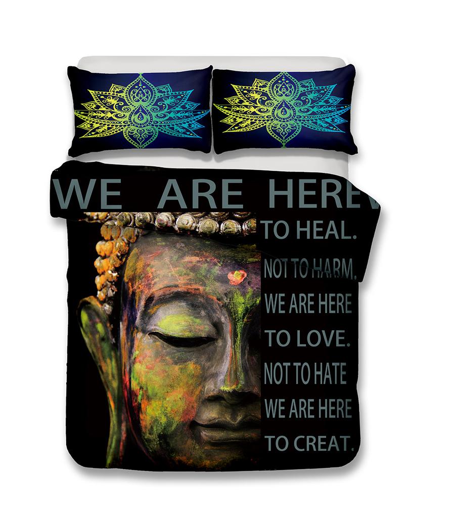 Buddha Duvet Cover Set Religion Mandala Style 3D Print Comforter Cover King Queen Size For Kids Teen Adult Polyester Bedding Set