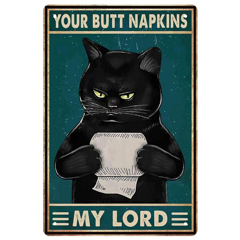 Funny Bathroom Metal Tin Sign Artwork Wall Decor Your Butt Napkins My Lady My Lord Decoration for Home Hotel Cafe Pub Wall Decor