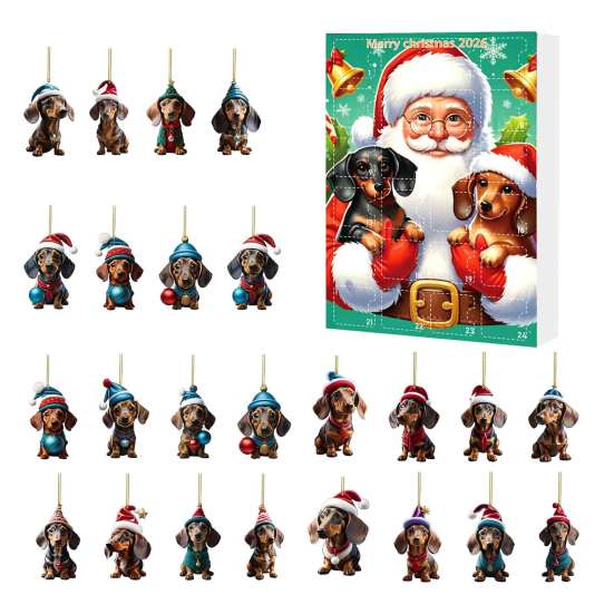 Calendario dell'Avvento 2026 con Conto alla Rovescia di 24 Giorni, Calendario con Ciondolo Acrilico 2D, Ornamenti da Collezione per Cani, Regali per le Feste per Amanti