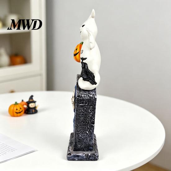 Spooky Home Interior Decor Halloween Tombstone Figurine, Resin Ghost Pumpkin Crow on Creative Gifts Statue for Desktop Haunted House Holiday
