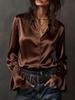 Elegant Women's Long Sleeve Solid Color Satin Shirt - Spring 2026 Collection