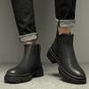 Handschuhstiefel trendige Herrenschuhe mittelhoch rein schwarz Herren High-Top Lederschuhe höhenverstärkende Chelsea Boots Herren Kurzstiefel Lederstiefel
