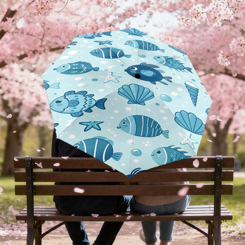 1PC fish shell Umbrella-8-Rib Reinforced Portable Folding Travel Suitable for All Seasons Outdoor Daily Use  -J0334