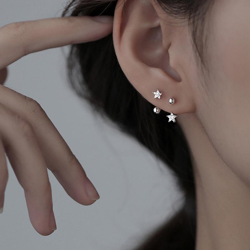 Copper Star Flash Crystal Summer Small Fresh Female 2022 New Trendy Personality Earrings