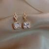 New Square White Zircon Stud Earrings For Women Personality Fashion Daily Wear Accessories Party Jewelry Gift Wholesale