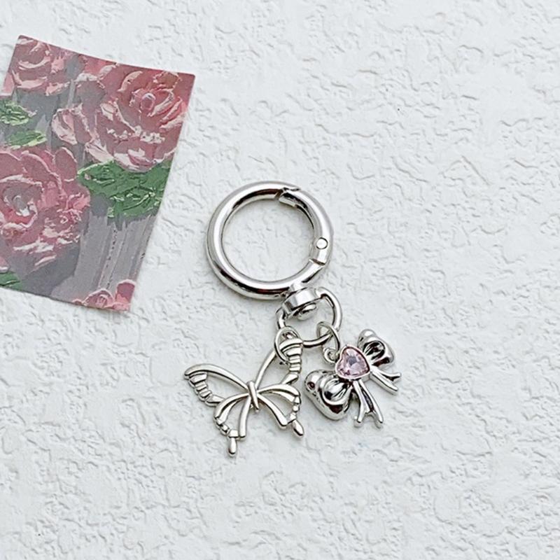 Elegant Alloy Butterfly Bows Charm Phone Charm Women's Accessory Bag Pendant Handbag Ornament Keyring for Ladies