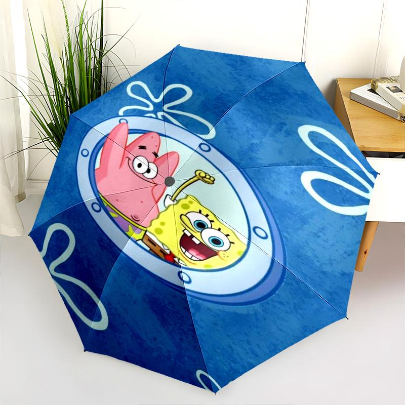 Spongebob'S Underwater Grill Folding Umbrella Suitable For All Seasons Durable Travel Umbrella Travel Light