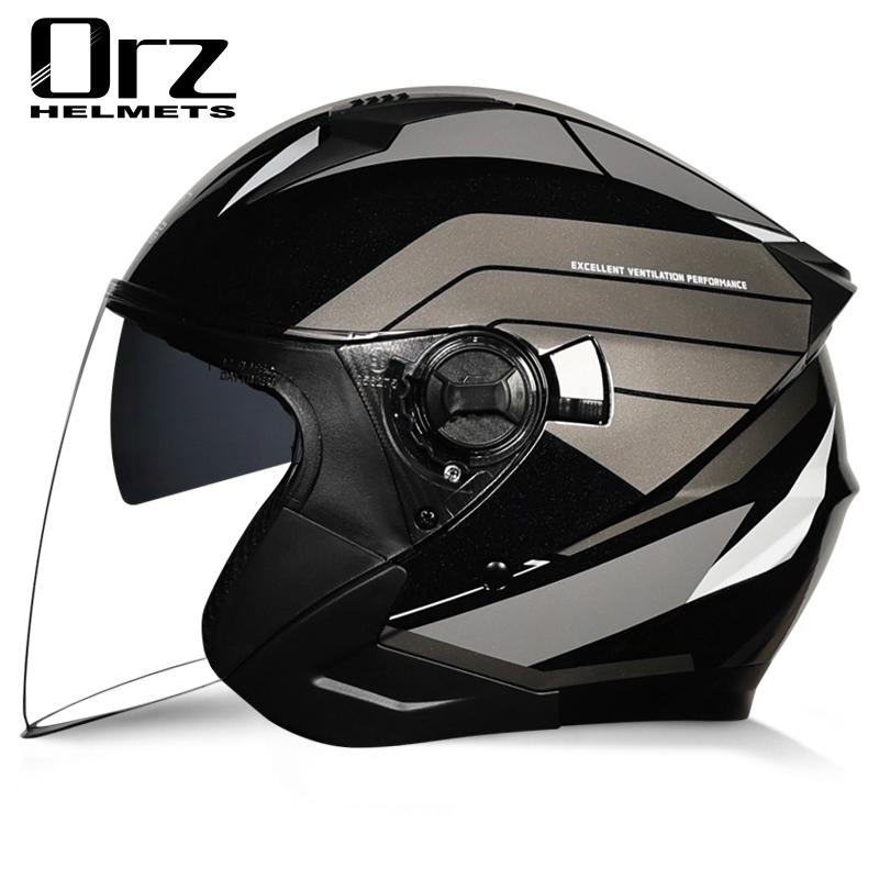 ORZ-705 Latest High Quality Motorcycle Helmet Half Covering Dual Lens Cascos para Motos Male Female Couple Capacetes de Moto DOT