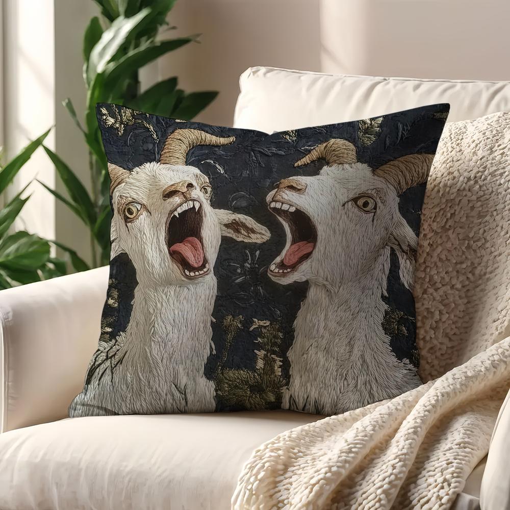 

Spooky Goat Face 2D cushion cover For Pillow Sofa Printing Decoration Room Home Office Coffee Shop Car Nordic Simplicity 12x12Inch