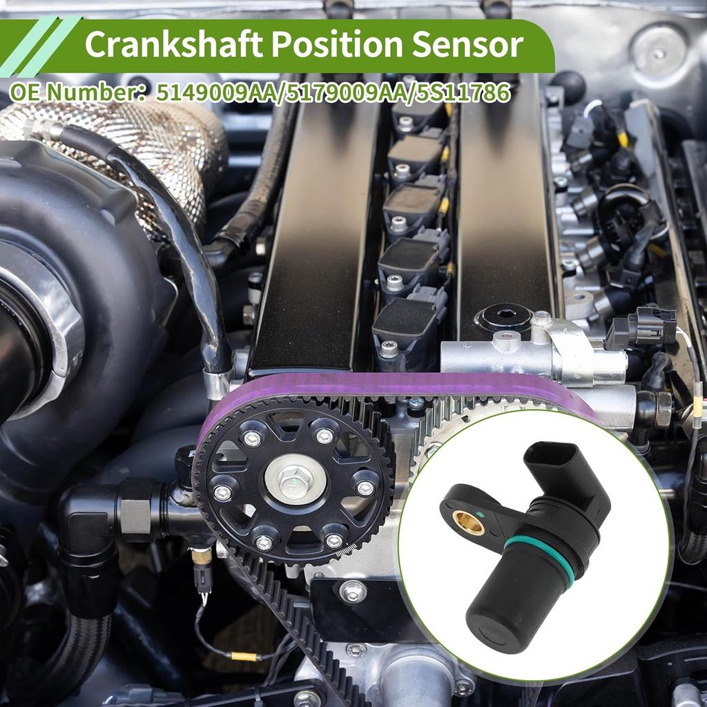 No.5149009AA Crankshaft Position Sensor for Ram 1500 5.7L 2004-2007 Sturdy Black Engine Crank CKP Sensor Metal Plastic 1 Pc