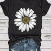 Daisy Flower Print Women's Summer Fitted Round Neck T-Shirt