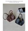 2024 Summer Woven PU Parachute Handheld & Crossbody Basket Bag with Metal Rope Buckle