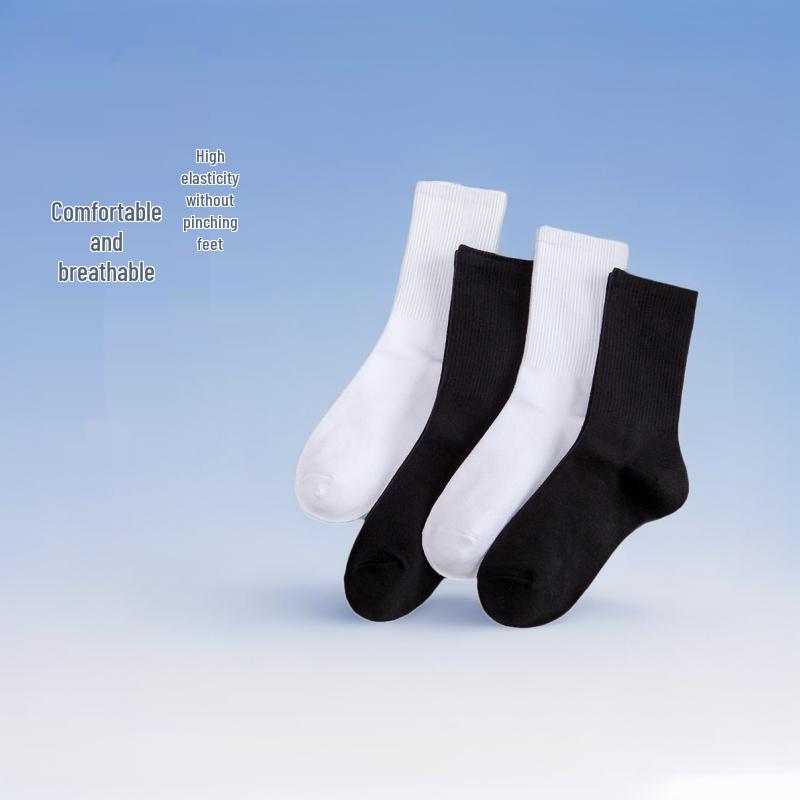 Black & White Women's Mid-Calf Breathable Trendy Socks – Spring/Summer Casual