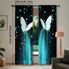 Set Of 2 Digital Printed Retro Blue Luminous Butterfly Living Room Curtain Furniture Bohemian Curtains Made Polyester Sitting Window Treatment
