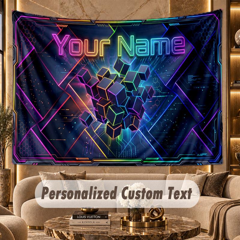 Abstract Personalized (22) Theme Personalized Tapestry Custom Name Text Wall Hanging Tapestry Home Background Decoration