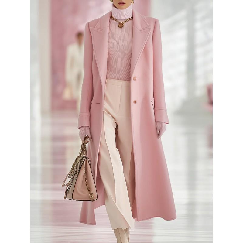 Womens Wool Blend Trench Coat Long