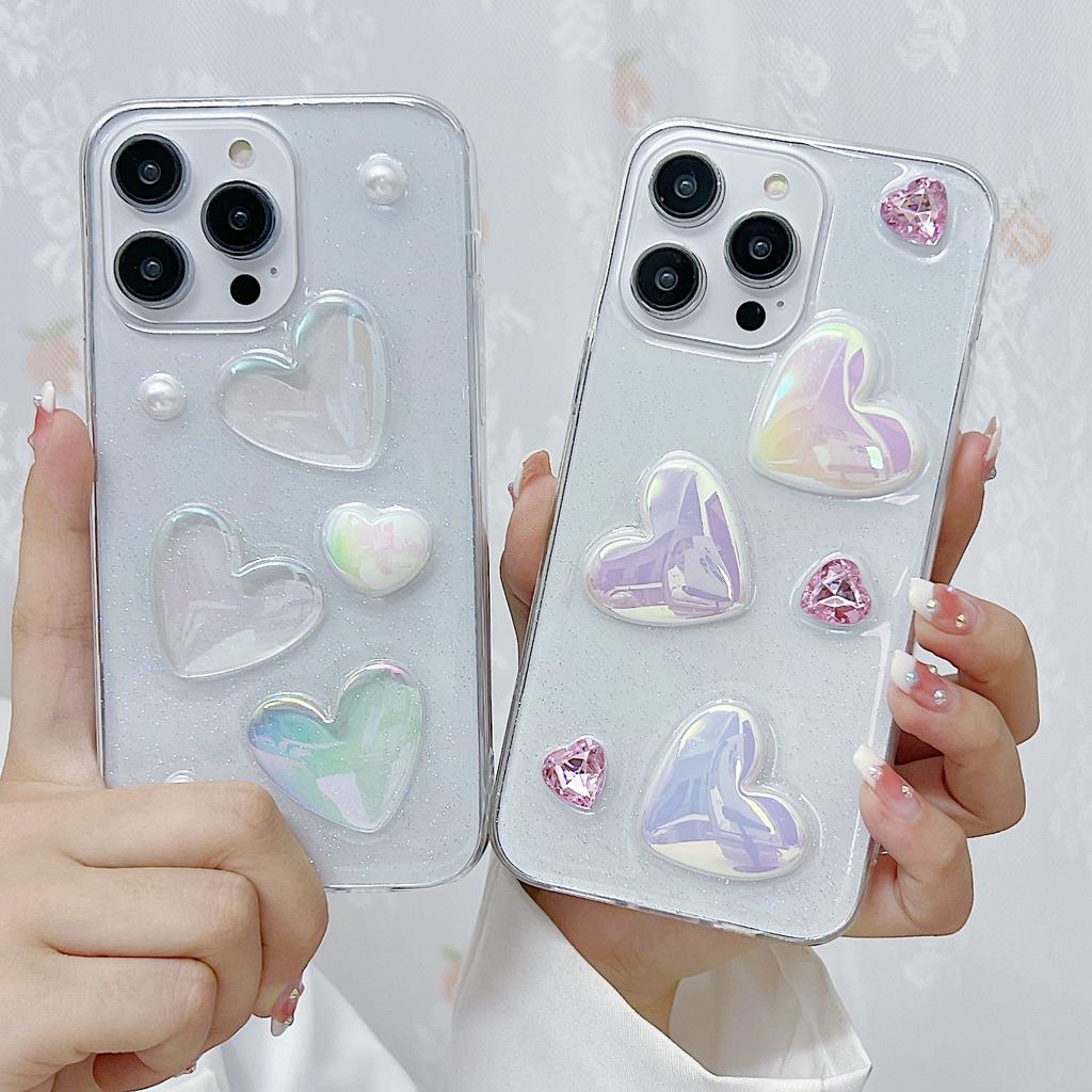 Stereo Crystal Love Thickened Mobile Phone Case for Apple IPhone16Plus/15ProMax/13/14/12