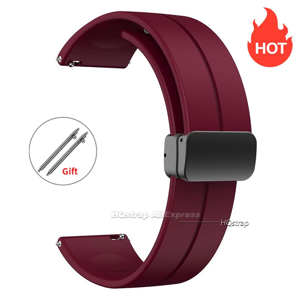 Magnetic Silicone Watch Strap 18mm 20mm 22mm Bracelet Magnetic Metal Buckle Wristband Quick Release Men Women Band Accessories