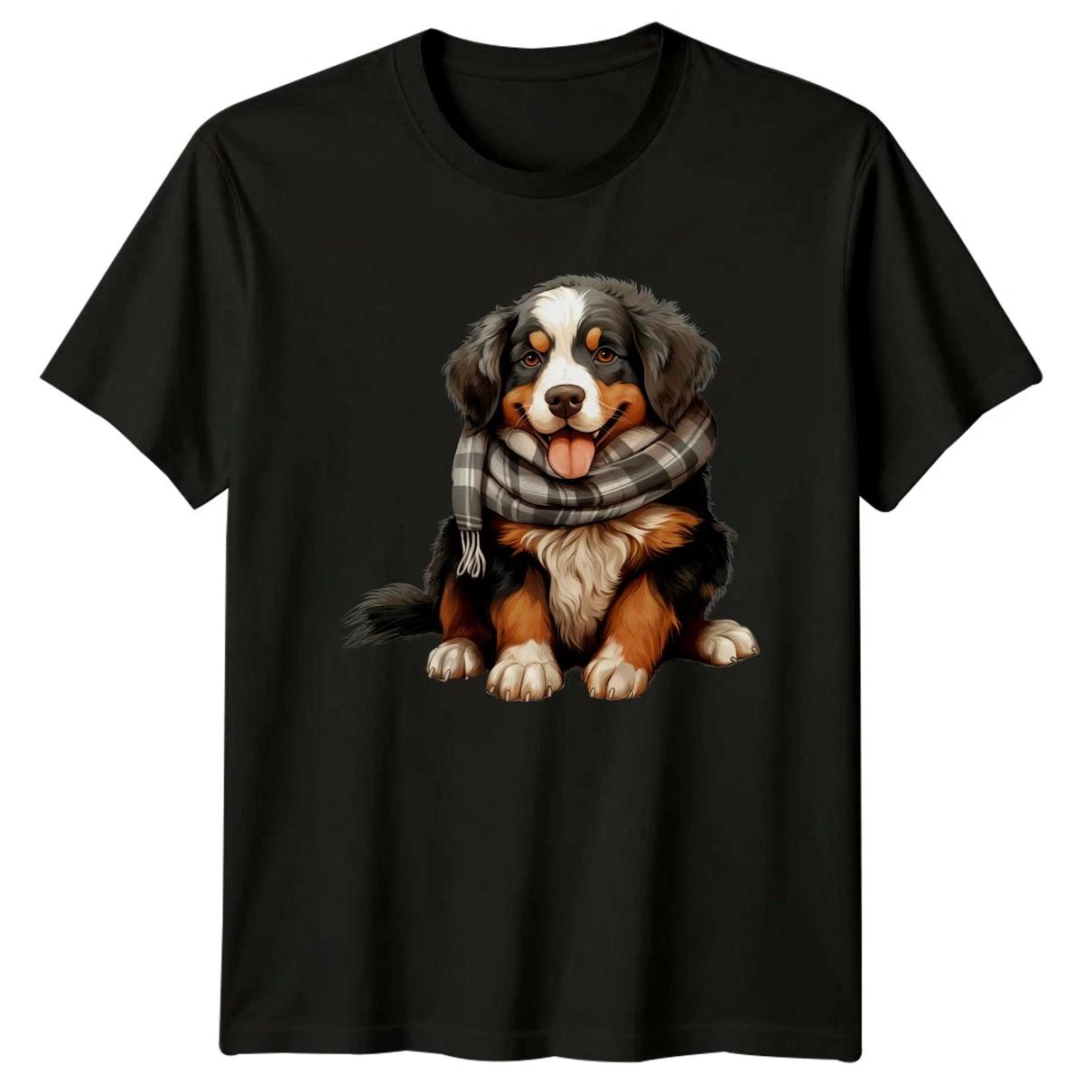 Bernese Mountain Dog Puppy Scarf Animals Dogs Mens T-Shirt Women Tee Graphic Top XXL