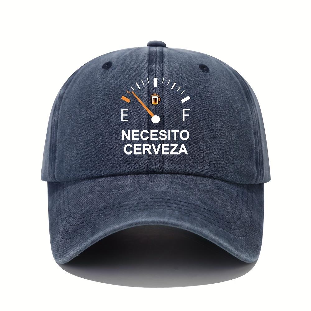 

NECESITO CERVEZA pattern printed vintage duckbill cap, fashionable retro curved brim baseball cap, casual outdoor sun hat Adjustable темно-синього кольору