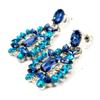 1 Pair Drop Earrings for Women, Geometric Exaggerated Blue Rhinestones Draped Earrings, Retro Palace Style Parties Jewelry