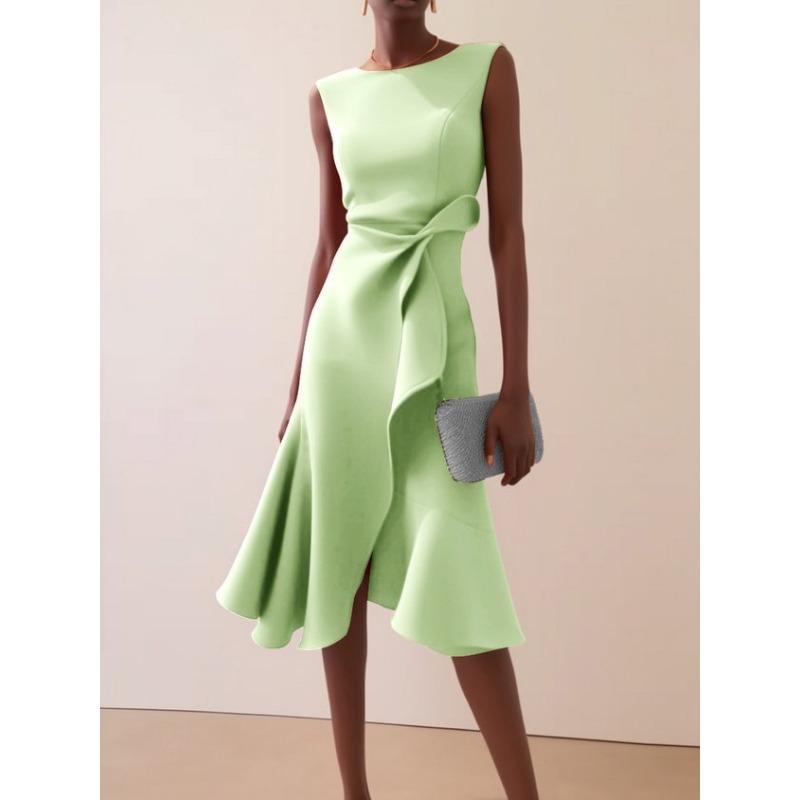 DAFIFY Dámská móda Léto Jaro Jednobarevný potisk Ležérní šaty bez rukávů s výstřihem do O s vysokým pasem