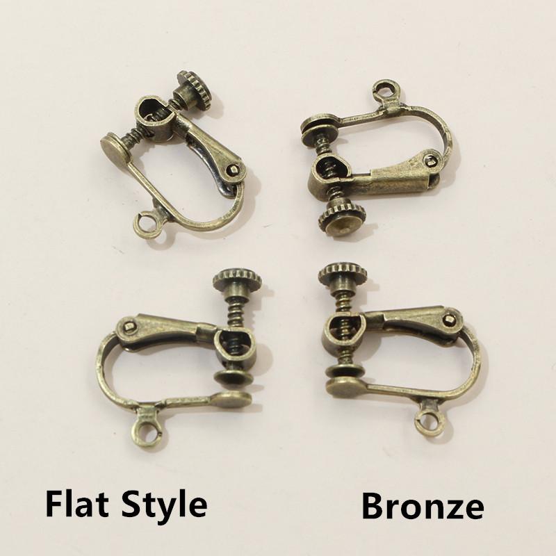 10 Stück 15x13mm Messing-Schraubohrclip-Fassungen, drehbare Pads, Rohlinge für DIY-Schmuckherstellung