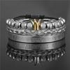 Vintage Crown Stainless Steel Bracelet Set With Letter And Number Charms For Men And Women