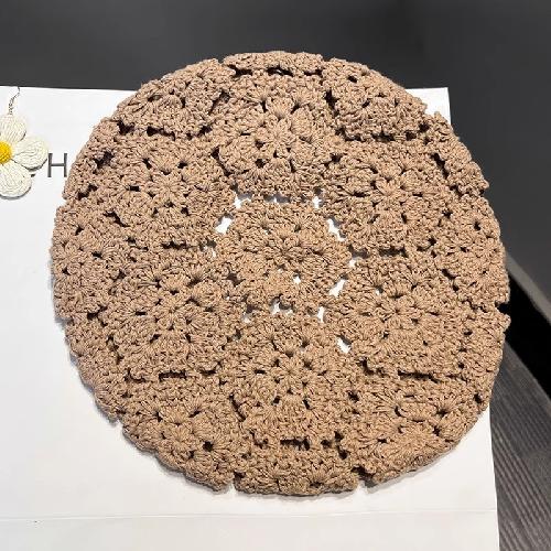 Japanese Retro Hollow Beret Women's Summer Thin Face Small Handmade Crochet Y2k Spice Girl Painter Hat