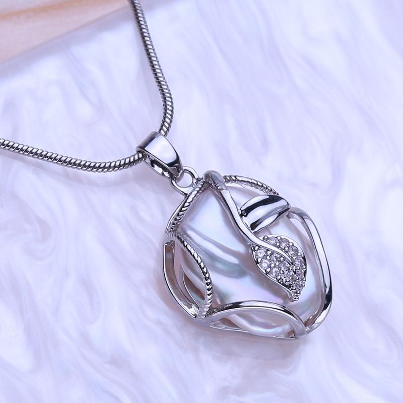 

SENIKO натуральный пресноводный большой жемчуг в стиле барокко ожерелья для женщин модный цветок кулон с кубическим цирконием с цепочкой подарок на день рождения белый