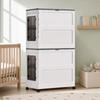 2 Pieces Storage Cabinet with Swivel Casters Collapsible for Dorm