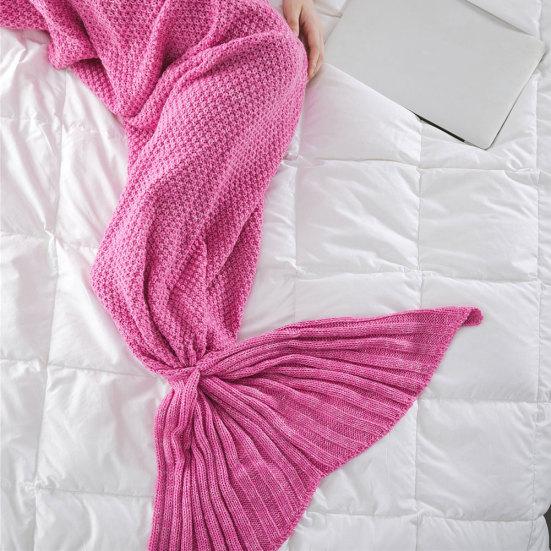 Solid Color Mermaid Tail Knitted Bed Sofa Sleeping Rest Blanket Home Decoration